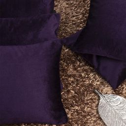 HOUZZCODE Purple Set of 5 Solid Square Cushion Covers-50