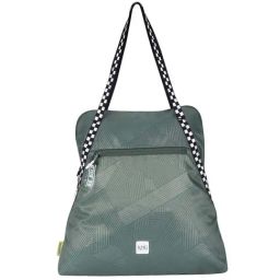 Wiki Bestie Green Striped Medium Tote Handbag-19