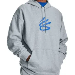 Under Armour Grey & Blue Regular Fit Printed Hooded Sweatshirt-picture-5