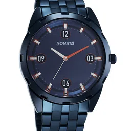 Sonata Men Printed Dial & Stainless Steel Straps Analogue Watch 7149QM01-picture-4