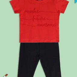 MINIKLUB Kids Red & Black Printed Top with Pants-image-71