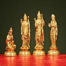 Ekaa Handicrafts Gold 9.5" Brass Ram Darbar Statue for Home-29