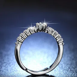 Jewels Galaxy Silver-Plated & AD-Studded Contemporary Shaped Finger Ring-image-25