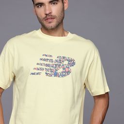 New Balanc Brand Logo Print Drop-Shoulder Sleeves Pure Cotton T-shirt-image-69