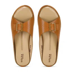 Paragon Women Tan Open Toe Flats-23