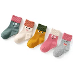 YOUSTYLO Kids Pack Of 5 Patterned Ankle-Length Socks-image-34