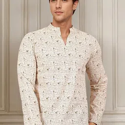 Anouk Tribal Printed Mandarin Collar Neck Long Sleeves Cotton Straight Kurta-40