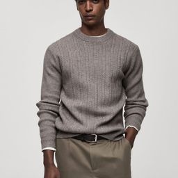 MANGO MAN Cable Knit Round Neck Pullover-picture-26