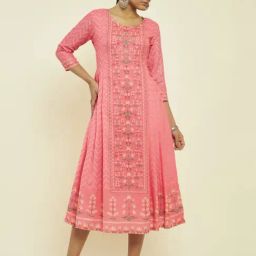Soch Coral Printed A-line Dress-image-95