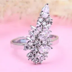 Clara 92.5 Sterling Silver Swiss Zircon Rhodium-Plated Long Adjustable Ring for Women-image-29