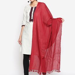 RANGMANCH BY PANTALOONS Red Solid Pure Cotton Dupatta-30