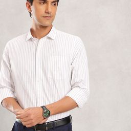 Nautica Men Premium Slim Fit Striped Cotton Linen Formal Shirt-picture-23