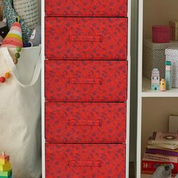 Kuber Industries Set Of 5 Red Metallic Floral Printed Drawer Storage Organizers image 3