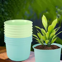 Kuber Industries Blue & Light Green 10 Pieces Planters With Plate-image-39