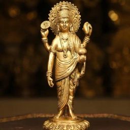 Ekaa Handicrafts Gold 8" Lord Dhanvantri Brass statue-image-14