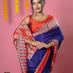 HELLA FASHIONS Ajrak Printed Saree-picture-14