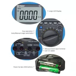 Metravi Digital TRMS Multimeter Backlit LCD Display Orange, 19 image 2