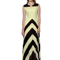 PATRORNA Cream & Black Color-Block Gown-image-88