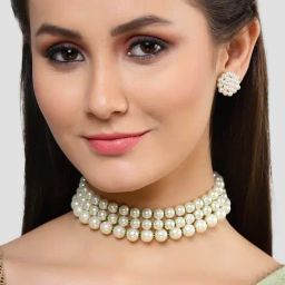 Karatcart White Necklace & Earring Set for Women-image-8