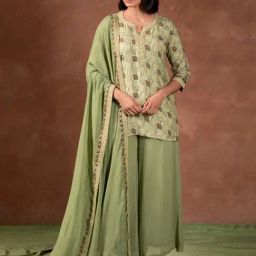 Prakriti Jaipur Green Kamal Kurta-image-2