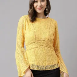 Latin Quarters Yellow Self Design Top-image-66
