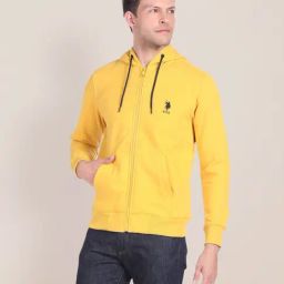 U.S. Polo Assn. Mustard Cotton Regular Fit Hooded Sweatshirt-29