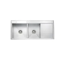 Jayna Square 45x20x09 inch Brush Finish Stainless Steel Double Bowl Kitchen Sink with Soap Dispenser, JS 4520 R-image-48