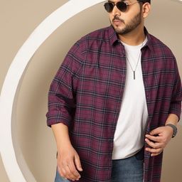 Sztori Plus Size Checked Pure Cotton Casual Shirt-image-80