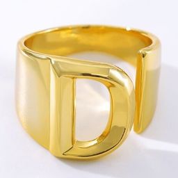 ZIVOM 18K Gold-Plated Initial D Adjustable Finger Ring-image-75