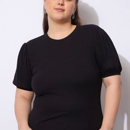 SASSAFRAS Women Round Neck Puff Sleeve Top-image-86