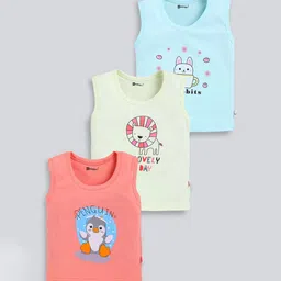 MoonKids Infants Pack Of 3 Printed Cotton Basic Vests-4