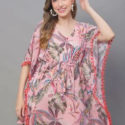 Claura Pink Printed Beachwear Kaftan-picture-11
