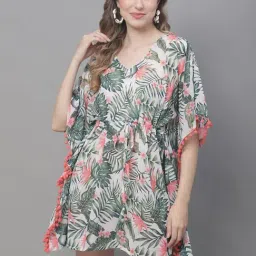 Claura Green Printed Beachwear Kaftan-image-43
