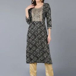 Vaamsi Black Printed Straight Kurta-image-74