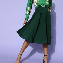 Berrylush Women Green Solid A-line Skirt-image-23
