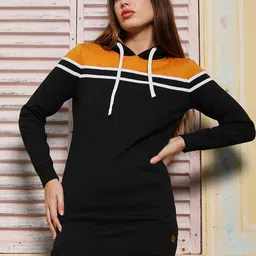 Campus Sutra Women Colourblocked Hooded Sweatshirt-picture-11