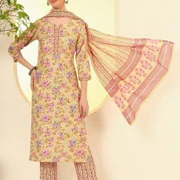Nehamta Women Floral Printed Regular Straight Kurta with Trousers & Dupatta-picture-34