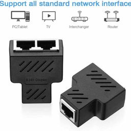 RuhZa Ethernet Splitter, RJ45 Splitter Adapter, LAN Network Internet Splitter 1 To 2, Compatible With Cat5, Cat5E, Cat6, Cat7 (RJ45 Splitter Ethernet, Pack Of 1), Black image 3