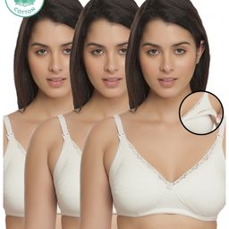 Inner Sense Pack Of 3 Organic Cotton Antimicrobial Soft Nursing Bra - White-image-91