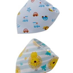 SYGA Baby Feeding Bibs Unisex Baby Triangular Cotton Bibs Adjustable Closure for Infant Toddler 0 to 2 Years Baby - Pack Of 2 (Car Lion)-2