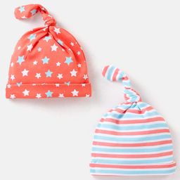 Babyhug 100% Cotton Cap Star & Stripes Print Red & Blue Pack Of 2 - Diameter 10 cm-picture-14