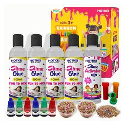 HOTKEI Make 60 Plus Slime Multicolor Scented DIY Magic Toy Slimy Slime Activator Glue Gel Jelly Putty Making Kit Set Toy For Boys Girls Kids Slime Activator Making Kit 12 Glue & 3 Activator Bottle - 100 ml Each-picture-13