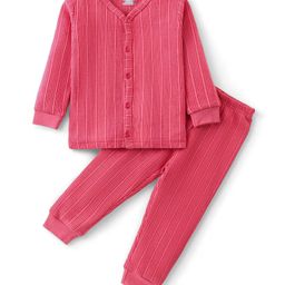 Babyhug Full Sleeves Solid Color Thermal Inner Wear Set - Coral-image-75