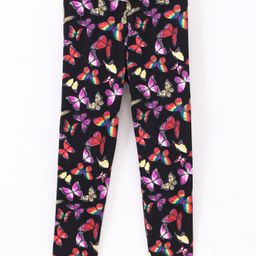 CrayonFlakes  Seamless Butterflies Printed Leggings - Black-image-39