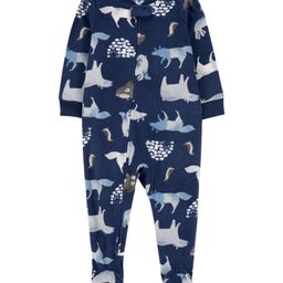 Carter's Knit Full Sleeves Sleep Suit With Animal Print - Navy Blue-image-57