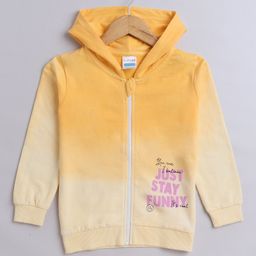 BUMZEE Looper Full Sleeves Just Stay Funny Text Printed Hooded Ombre Sweat Jacket - Yellow-image-95
