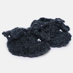 MayRa Knits Hand Knitted Beads Embellished Crochet Booties - Black-image-19