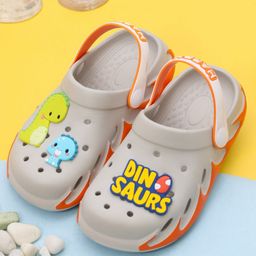 Yellow Bee Dinosaurs Applique Designed Clogs - Grey-picture-28