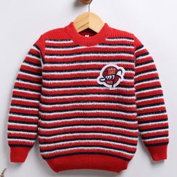 TOONYPORT Woollen Full Sleeves Striped Sweater - Red-image-46