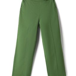 Kookie Kids Cotton Woven Full Length Pleated Wide Leg Lounge Pant With Pockets - Green-image-85